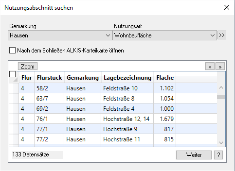 Dialog: Nutzung suchen