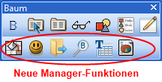 Managerfunktion in Werkzeugleiste mit Icon