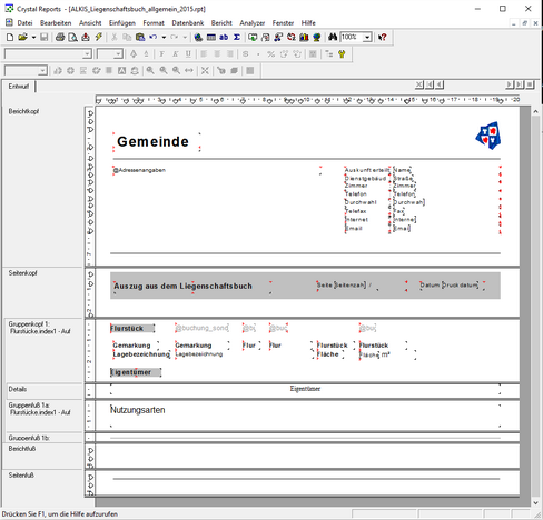 Crystal Reports - Programmoberfläche