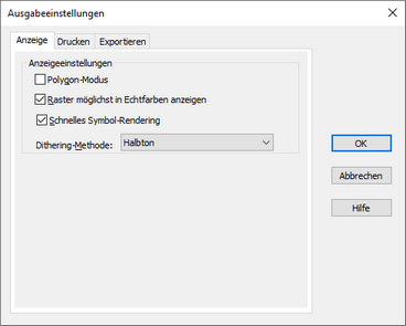 MapInfo Voreinstellungen - Ausgabeeinstellungen - Anzeige